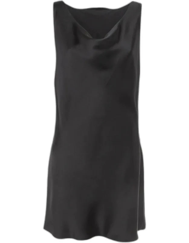 Satin Cowl Neck Mini Dress