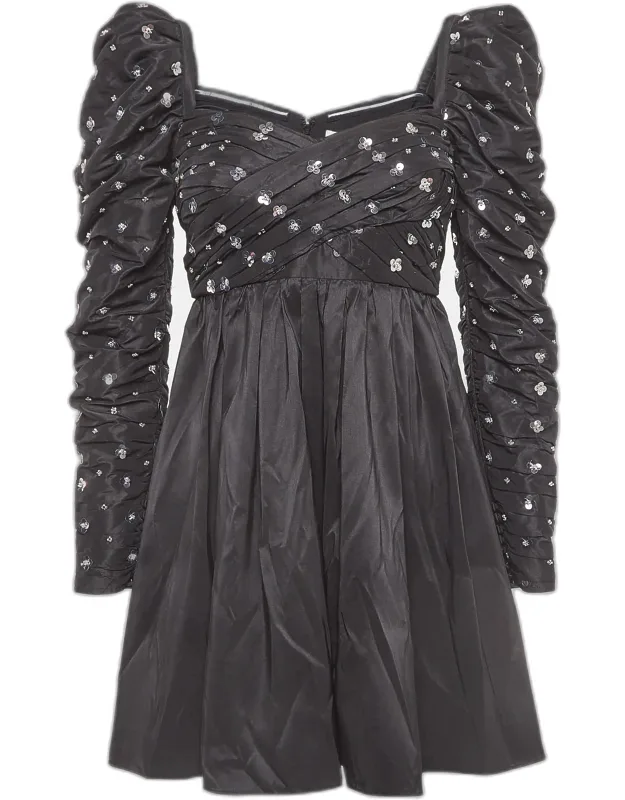 Cluster Sequin Synthetic Taffeta Mini Dress