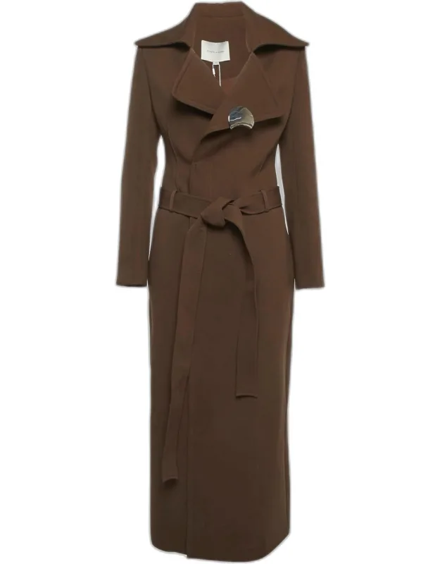 Chats By C.dam Brown Twill Belted Elpis Coat