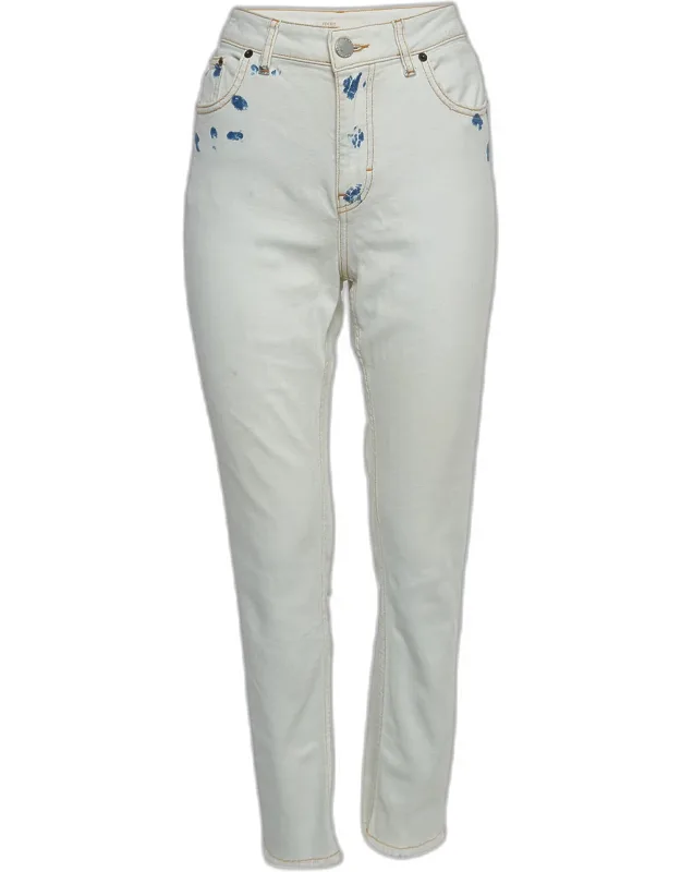 White Denim Raw Edge Detail Jeans