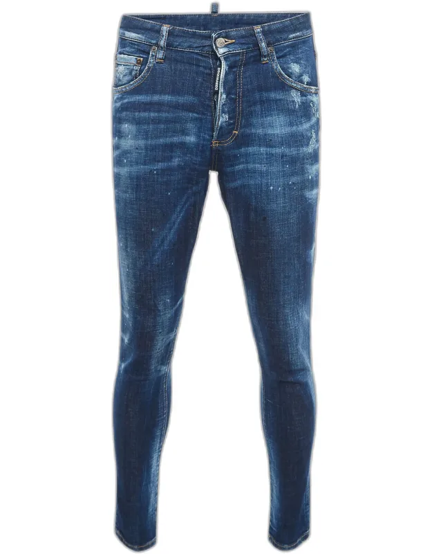 Dsqaured2 Dark Distressed Denim Skinny Dan Jean, Fashion And Comfort