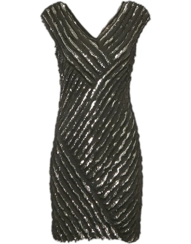 Silk Sequin Mini Dress With V Neckline And Streamlined Silhouette