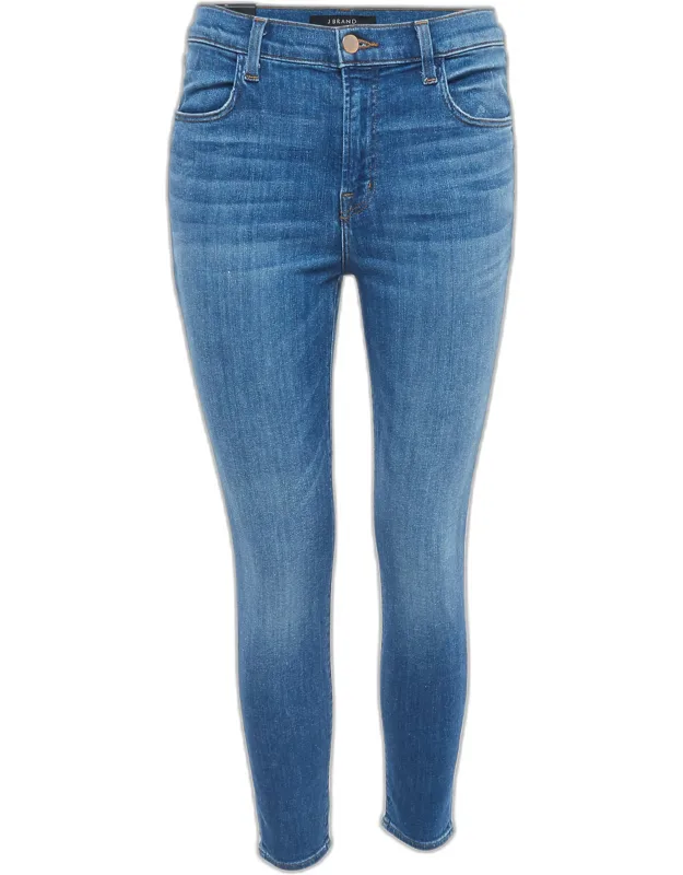 Washed Denim High Rise Crop Jeans