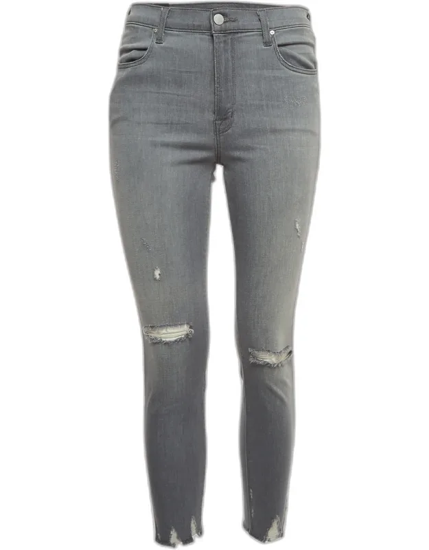 Ripped Denim Distressed Hem Skinny Jeans