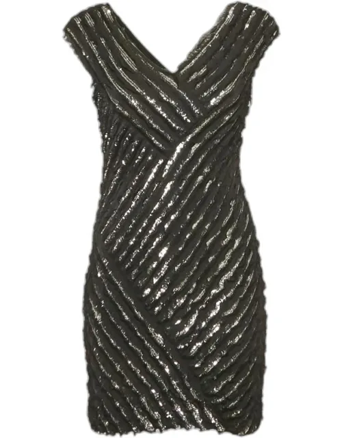 Silk Sequin Mini Dress With Dense Texture And Diagonal Lines