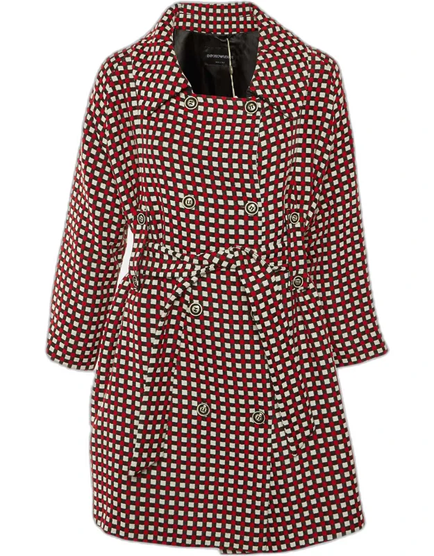 Multicolor Patterned Belted Overcoat