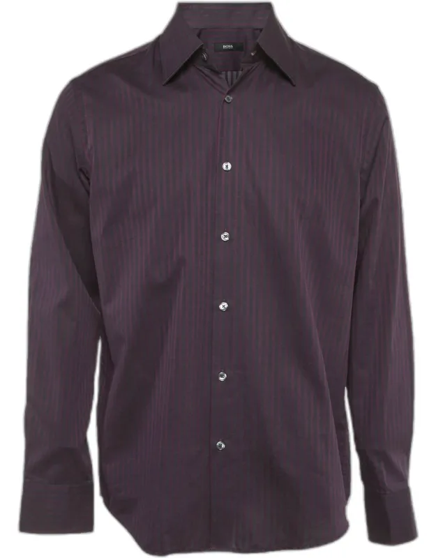 Boss By Hugo Boss Striped Long Sleeve Shirt, Structured Cut, Composed Appearance