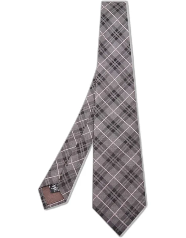 Check Patterned Silk Tie
