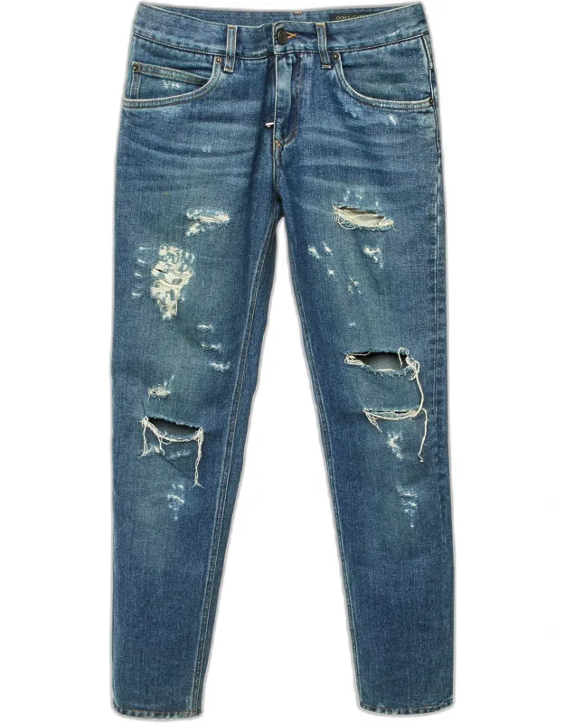 Distressed Denim Classic Slim Fit Jeans