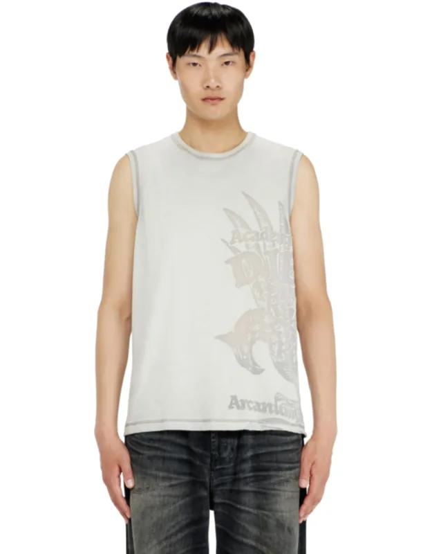 Sleeveless Jersey Top With Embossed Graphics
