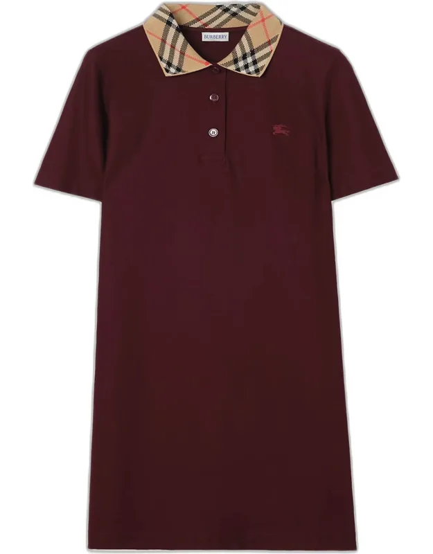 Check Collar Cotton Polo Dress