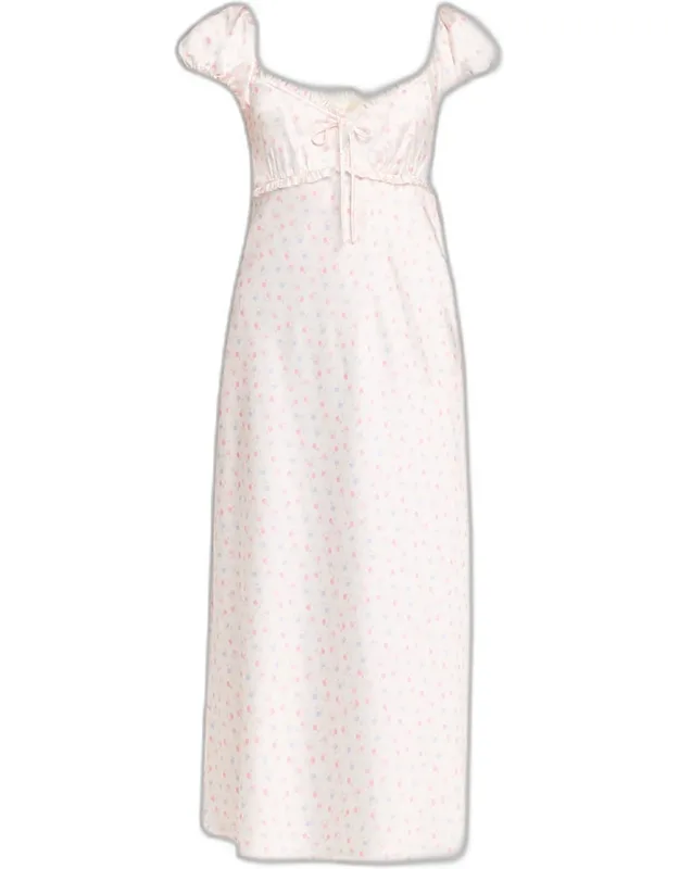 Floral Puff-sleeve Maxi Dress