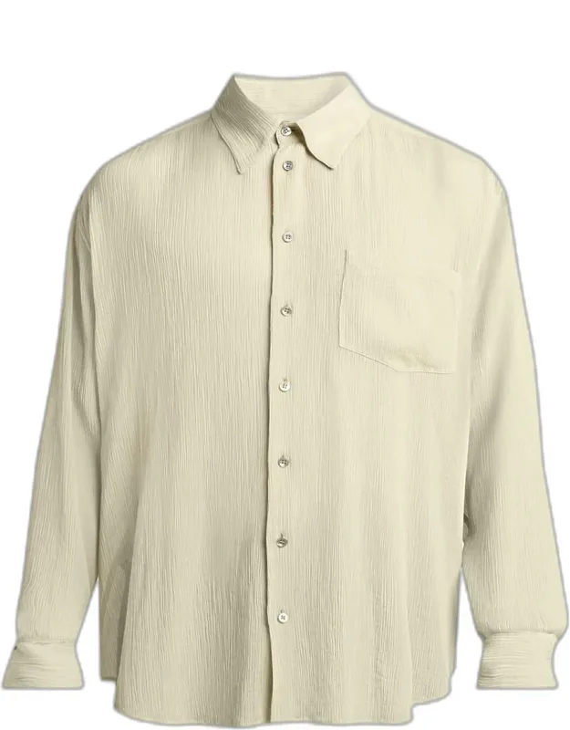 Cotton And Silk Textured Button-down Shirt
