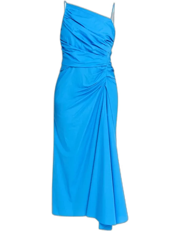 Ruched One-shoulder Midi Dress