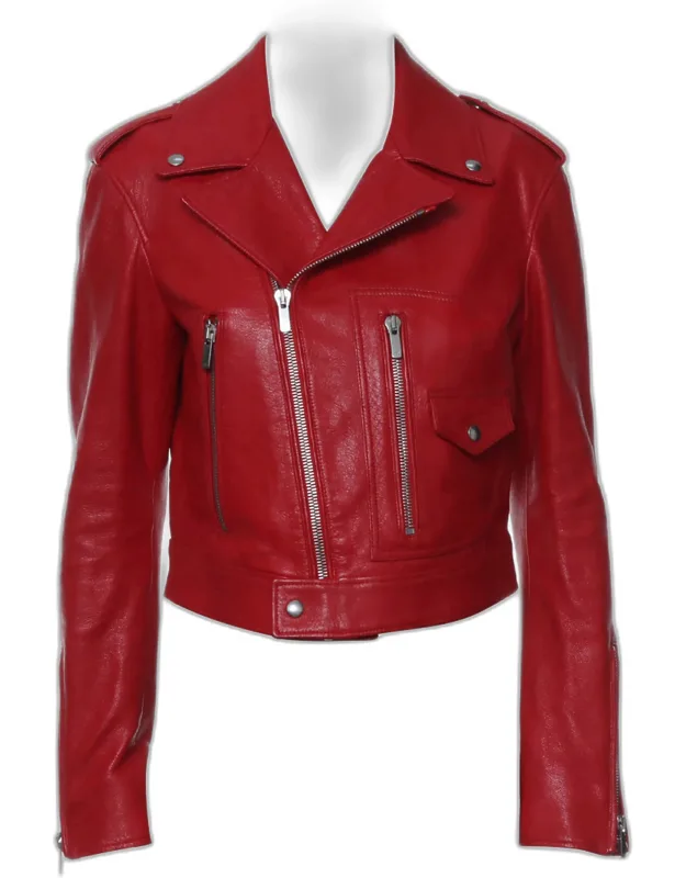 Leather Zipped Biker Jacket