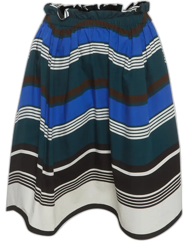 Multicolor Printed Cotton Knee Length Skirt
