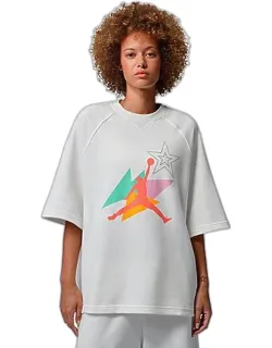 Brooklyn Fleece French Terry T-shirt With Dropped Shoulders And Rhinestone Graphics