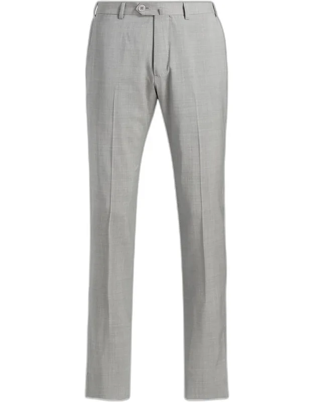 Wool Sharkskin Flat-front Trousers