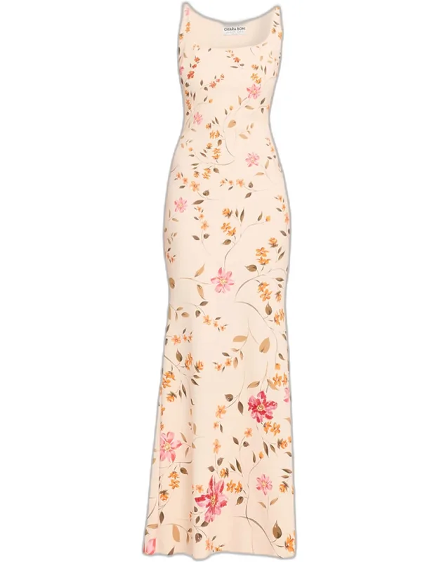 Floral-print Stretch Column Maxi Dress