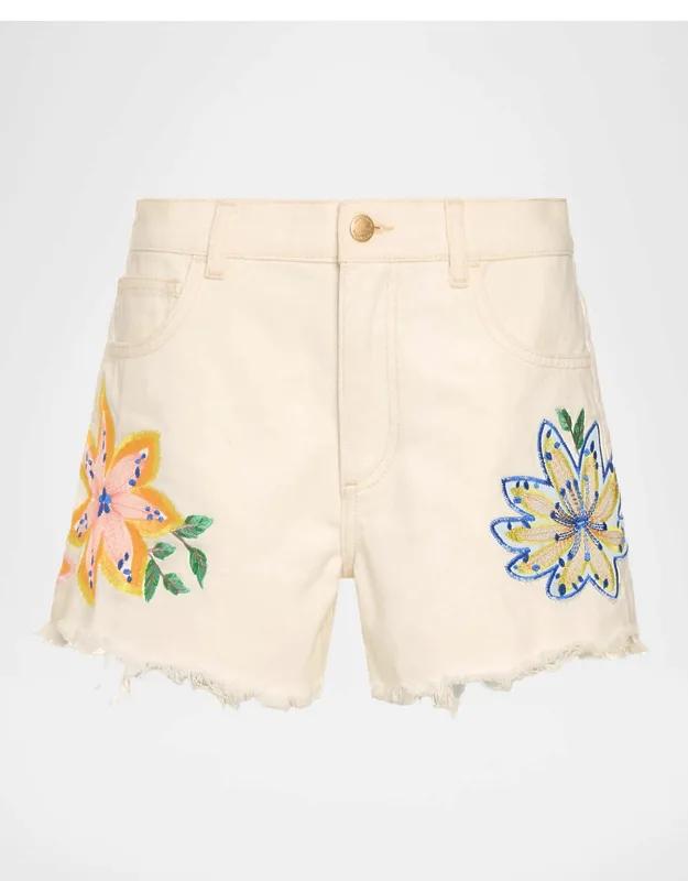 Embroidered Denim Shorts