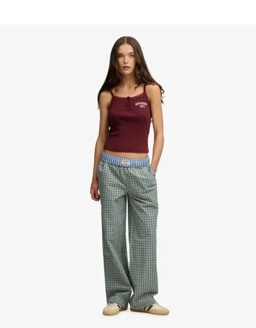 Mini Check Cotton Trousers