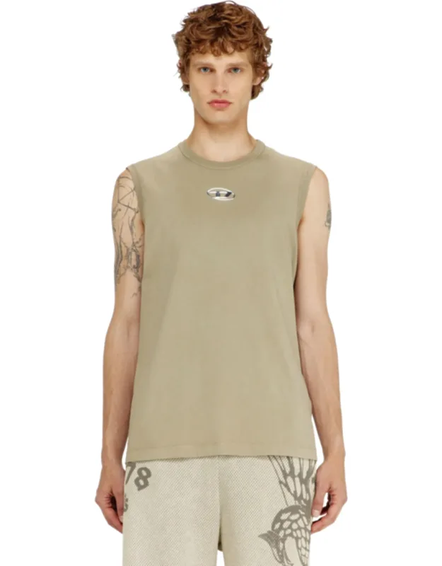 Cotton Tank Top With Metallic Oval D
