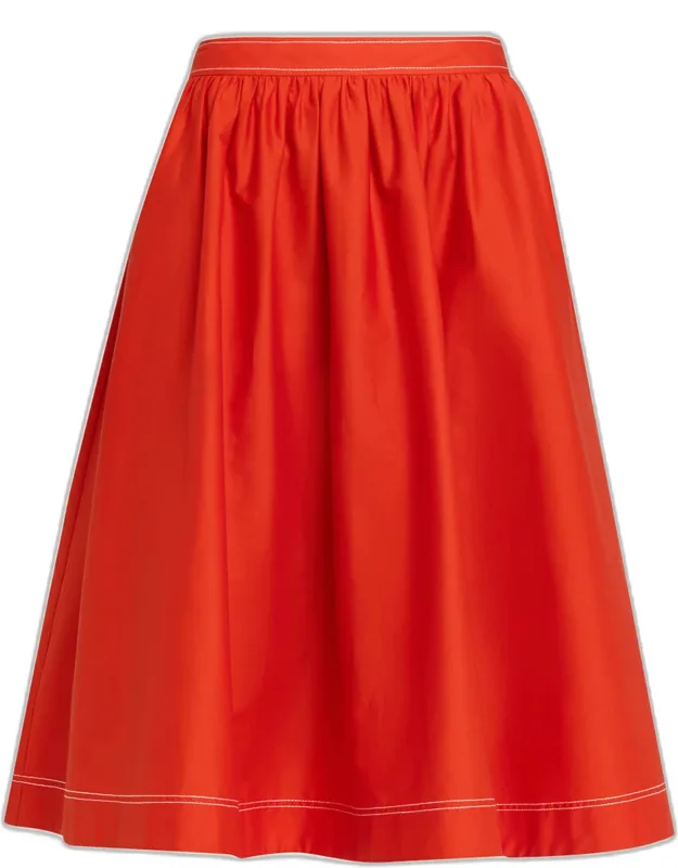 Stretch Cotton Midi Skirt