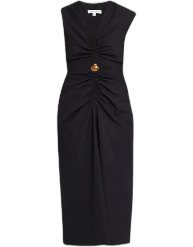Cutout Crepe Midi Dress