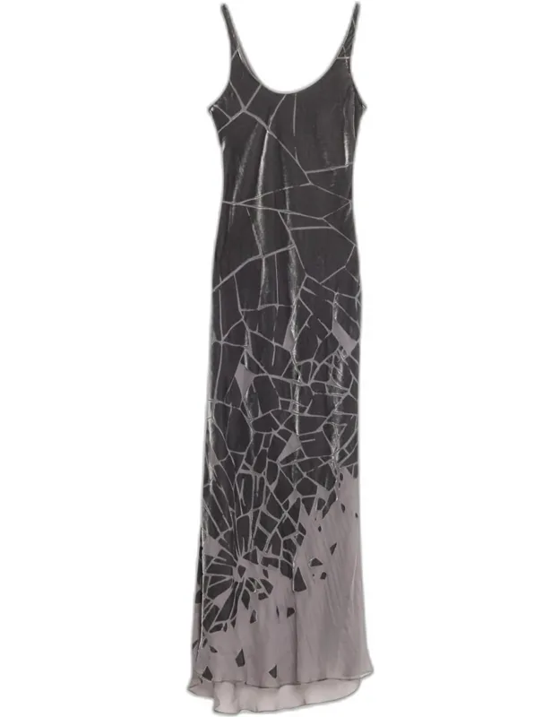Cracked Velvet Burnout Bias-cut Maxi Dress