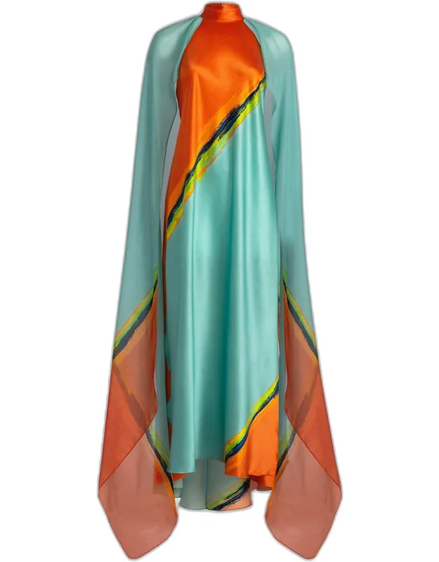 Cape Halter Maxi Dress
