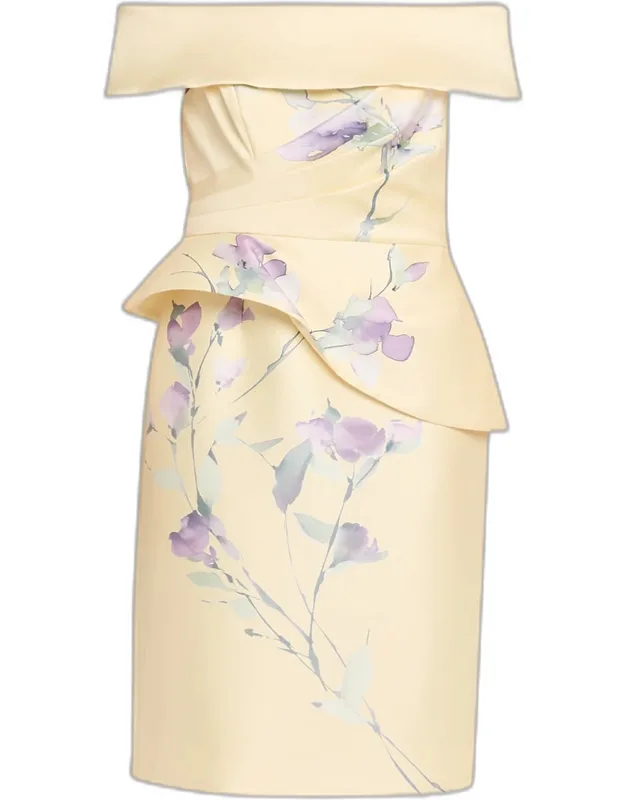 Off-shoulder Peplum Midi Dress