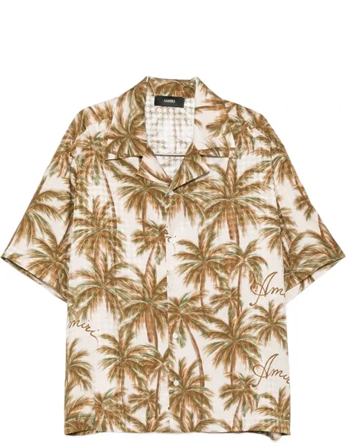 Palm-tree-print Silk Shirt