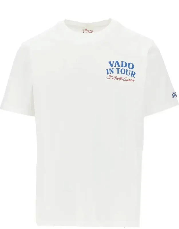 Saint Barth Cuisine Print T-shirt With Organic Cotton Jersey And "vado In Tour" Print