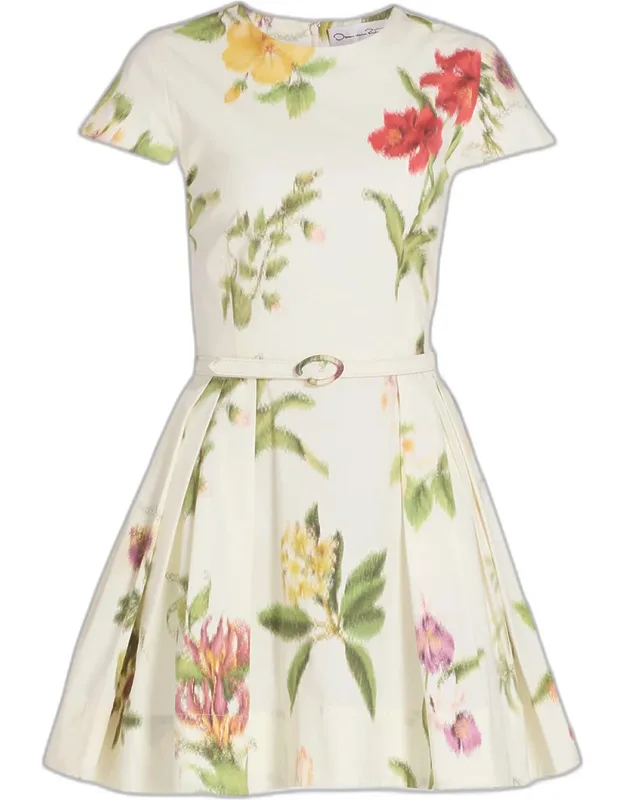 Floral-print Poplin Belted Mini Dress