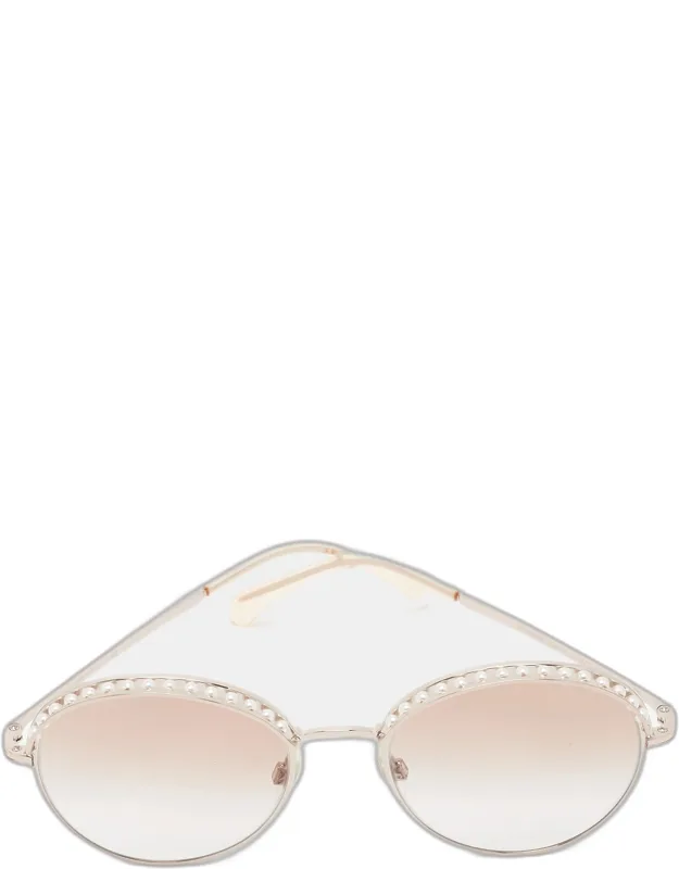 Pearl Embellished Round Sunglasses