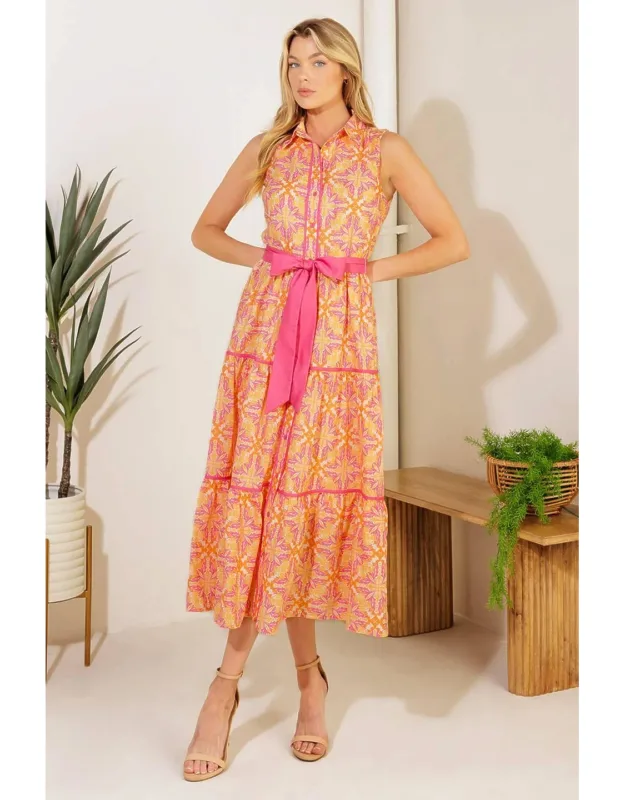 Rainforest Radiance Woven Midi Dress