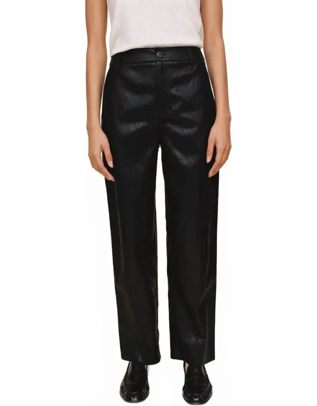 Faux Leather Pant With High-rise And Straight-leg Design