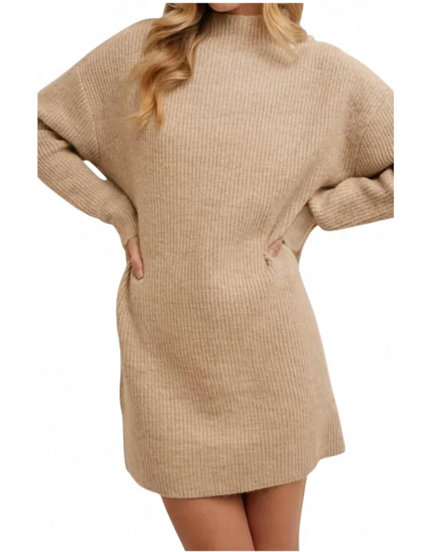 Mock Neck Knit Sweater Mini Dress