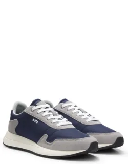 Lace-up Sneakers In Lightweight Fabric With Suede Trims