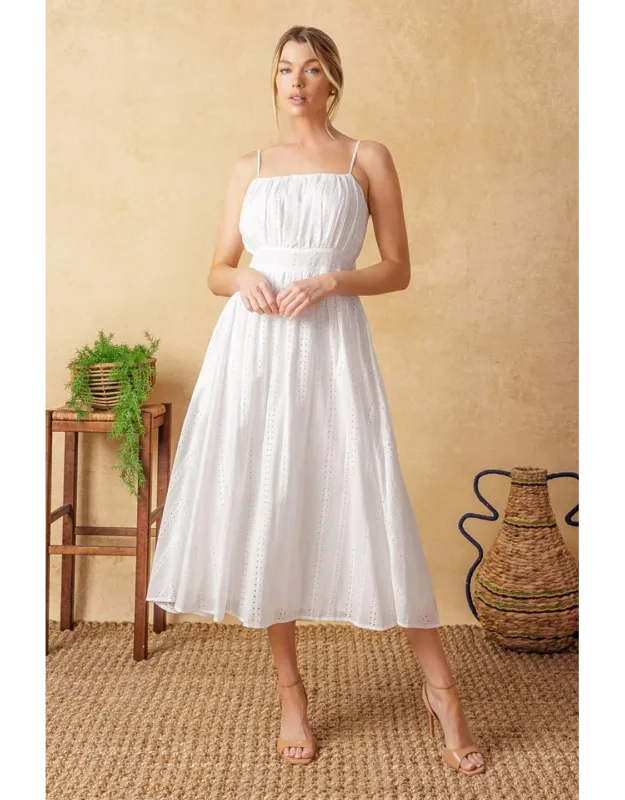 Back And Forth Eyelet Midi Dress