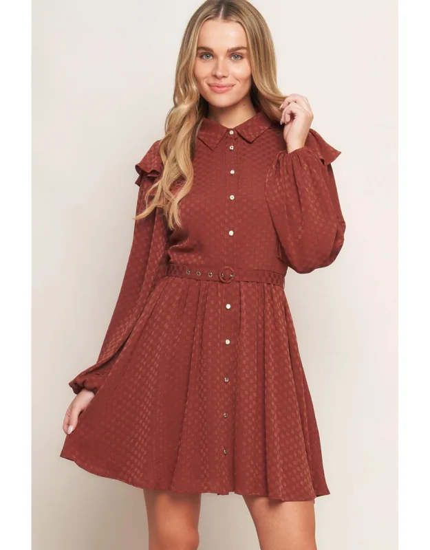 Call It Love Mini Dress With Shirt Collar And Button Down