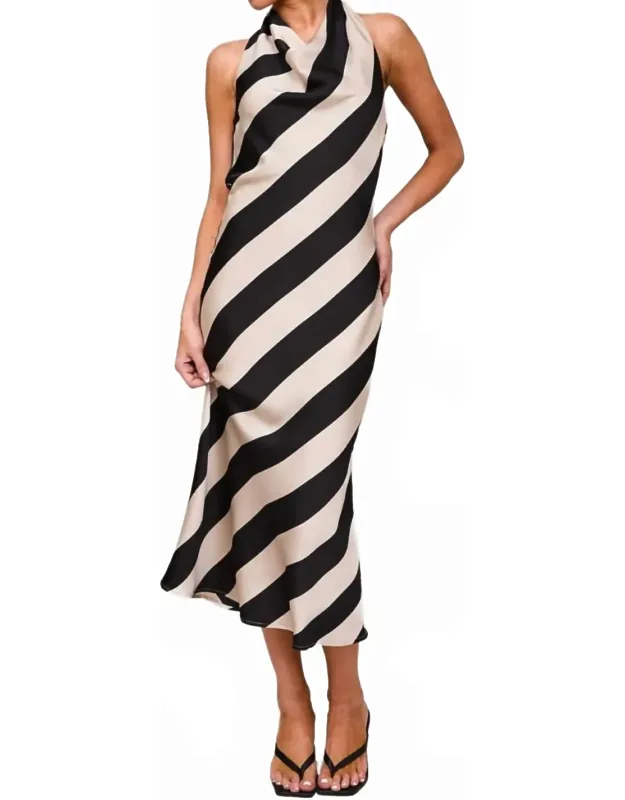 Halter Cowl Neck Midi Dress