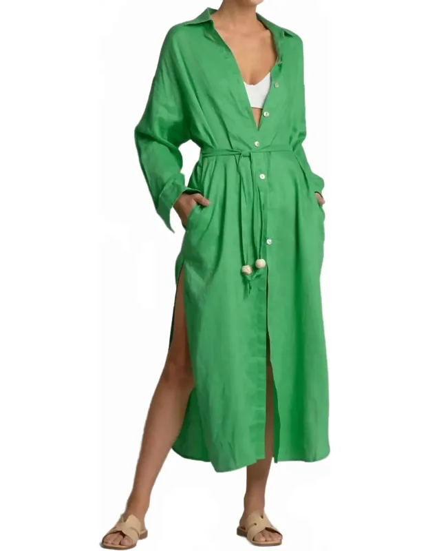 Linen Maxi Shirt Dress