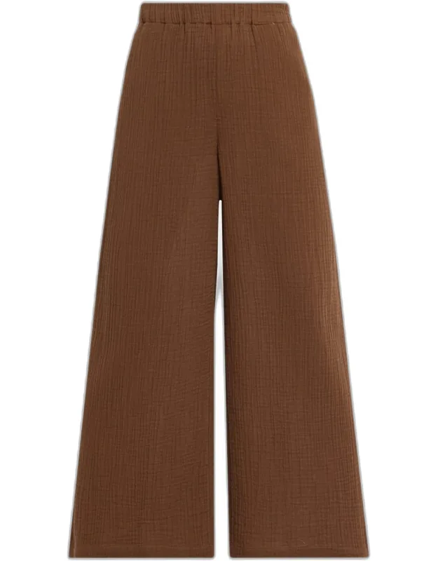 Cropped Wide-leg Gauzy Organic Cotton Pants