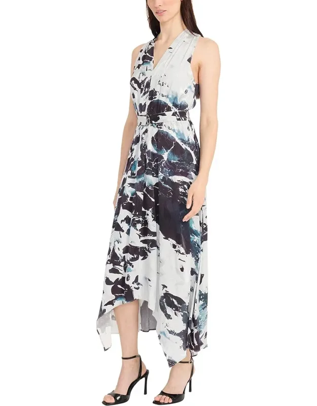 Midi Dress - Tulip Fields Jacquard Handkerchief Hem