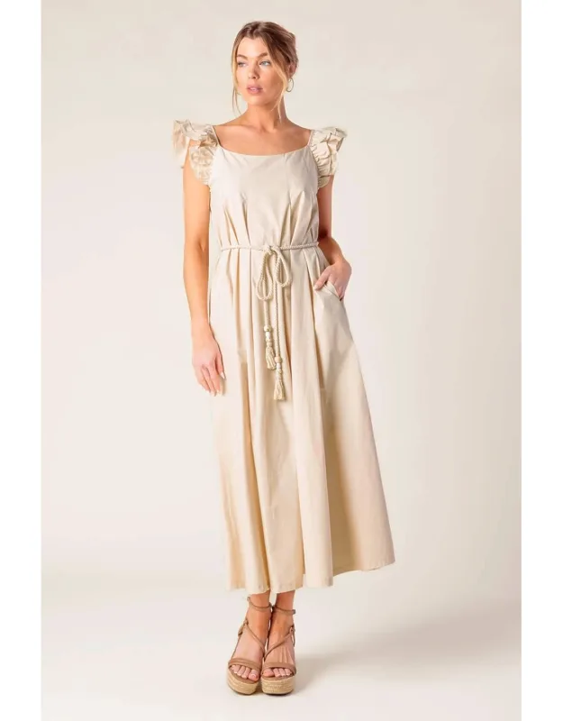 Champagne Toast Woven Midi Dress