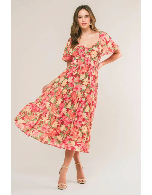 Love Is Blooming Woven Midi Dress