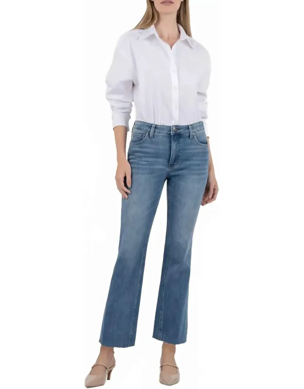 Kelsey High Rise Ankle Flare Jeans With Flared Legs And Fab Ab Pockets