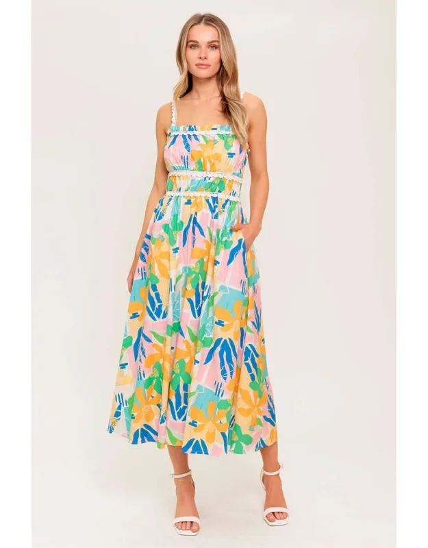 Sunlit Garden Woven Midi Dress