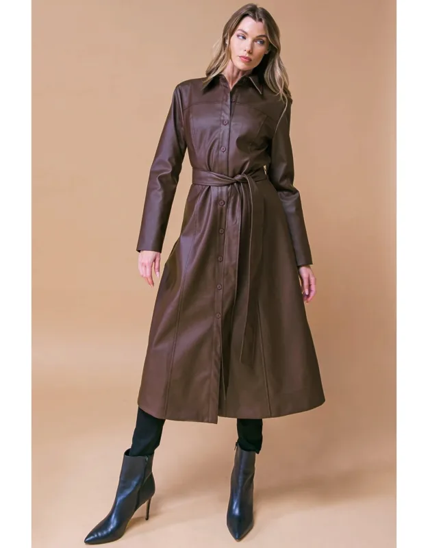 What A Wonderful Day Leather Midi Coat